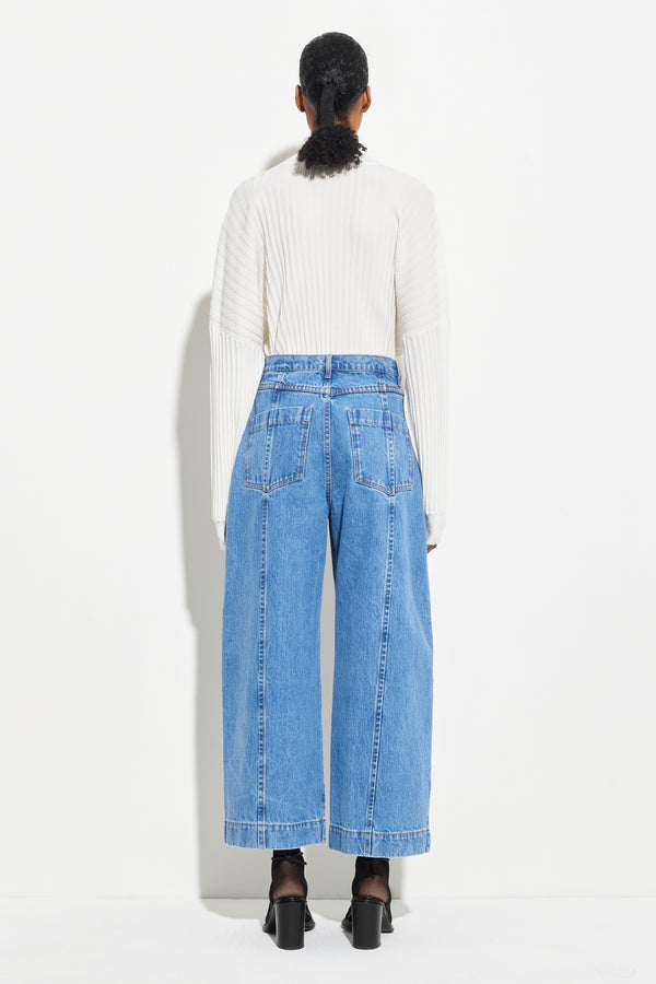 Christian Wijnants Pioni Wide Leg Denim Blue Denim