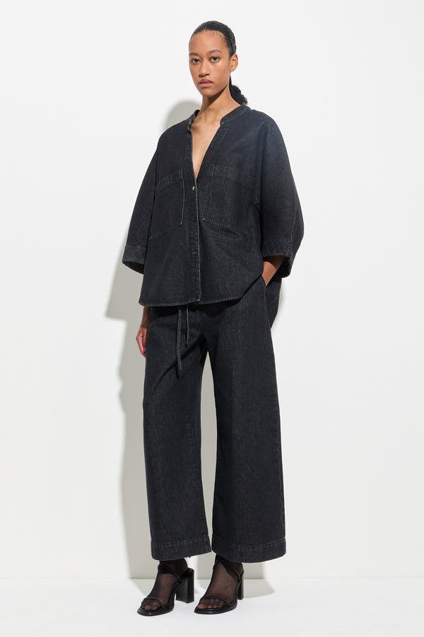 Christian Wijnants Tapari Denim Shirt Black Denim