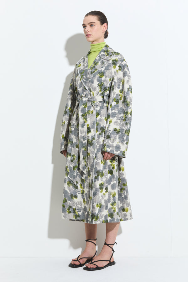 Christian Wijnants Cumina Quilted Coat Grey Lime Camellia