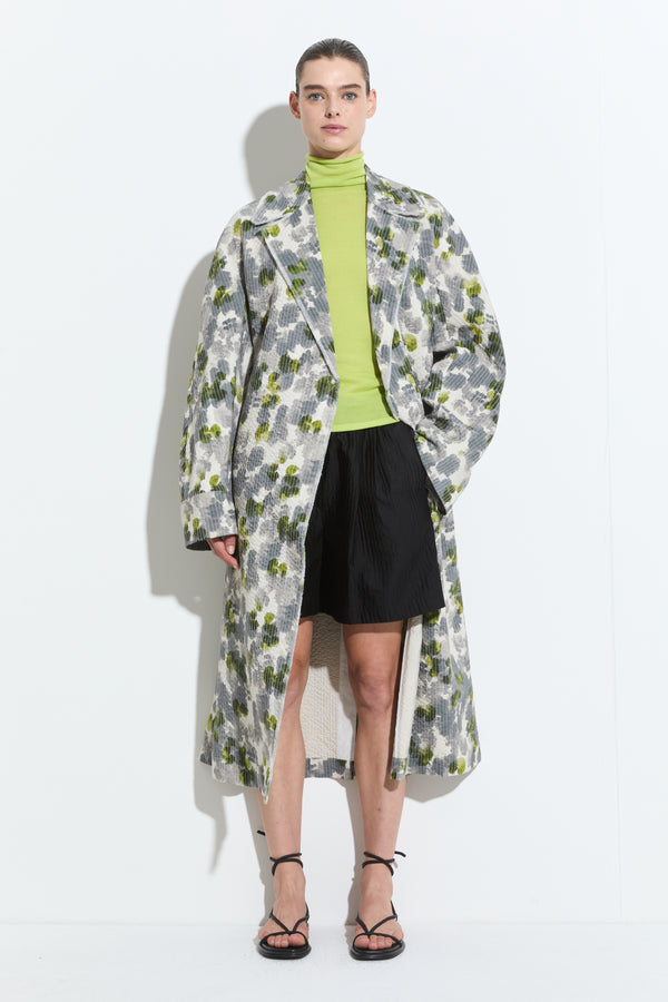 Christian Wijnants Cumina Quilted Coat Grey Lime Camellia