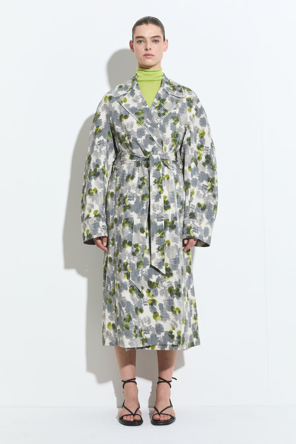 christian wijnants Cumina Quilted Coat Grey Lime Camellia