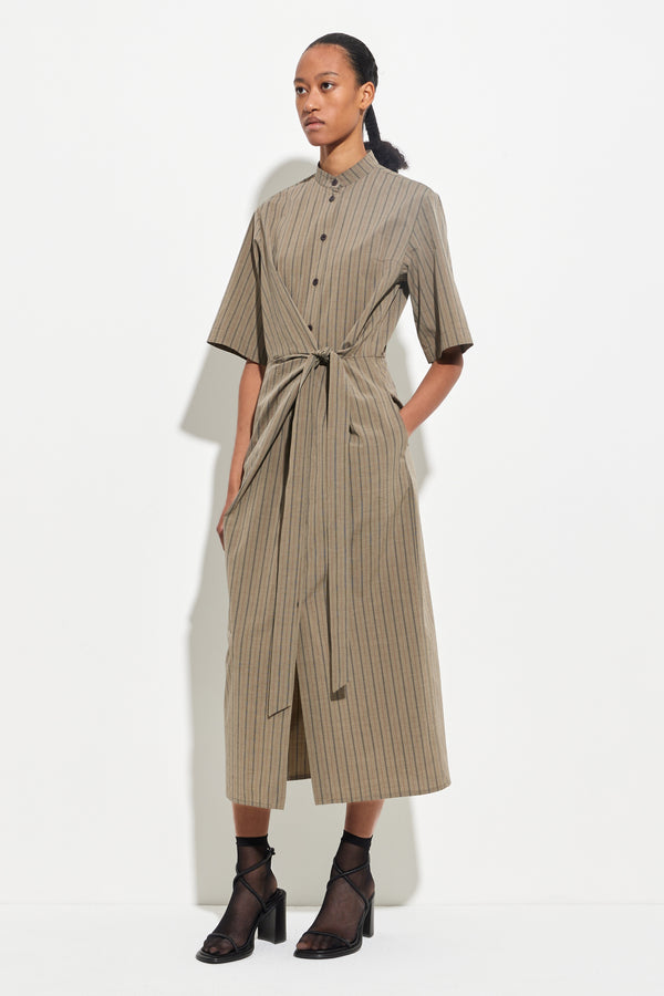Christian Wijnants Daga Shirt Dress Olive Marine Stripe