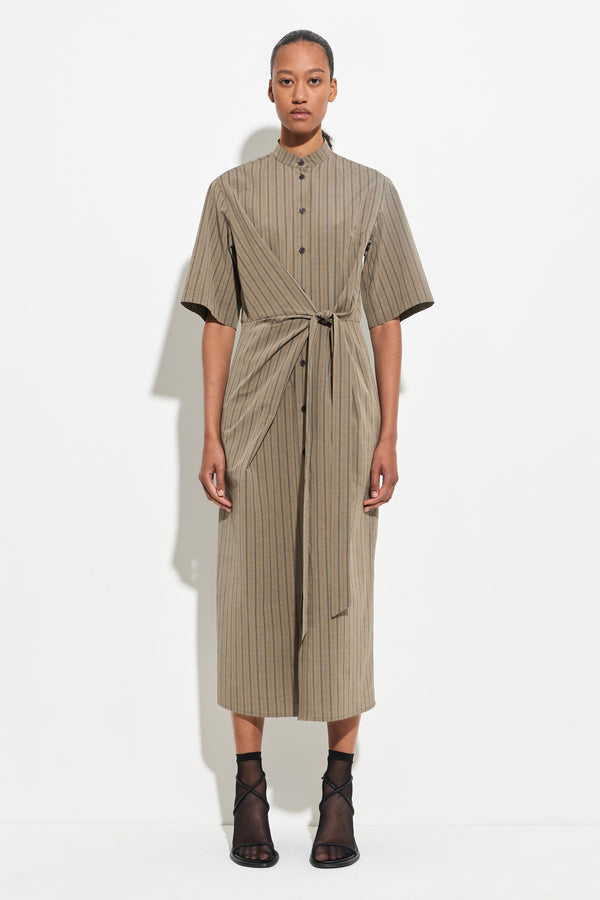 christian wijnants Daga Shirt Dress Olive Marine Stripe