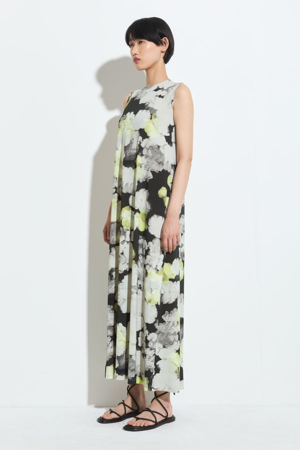 Christian Wijnants Dalmanu Sleeveless Jersey Dress Black Citron Hibiscus