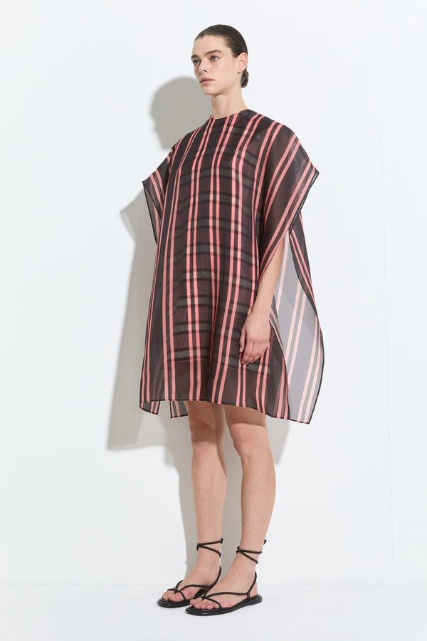 Christian Wijnants Damas Short Dress Black Pink Stripe
