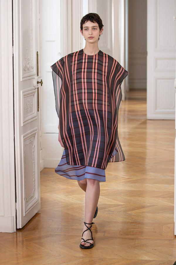 Christian Wijnants Damas Short Dress Black Pink Stripe