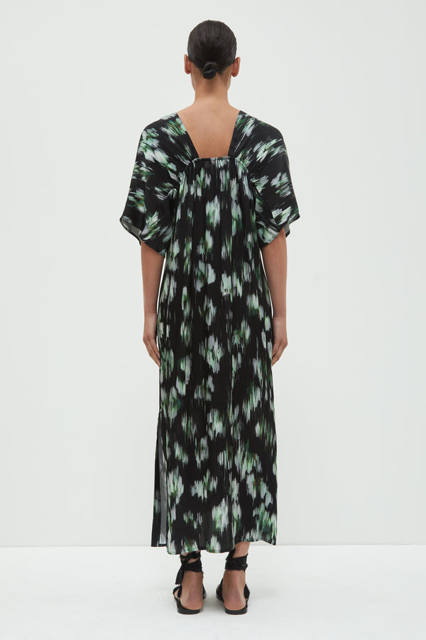 Christian Wijnants Dambira V-Neck Dress Black Ikat Big