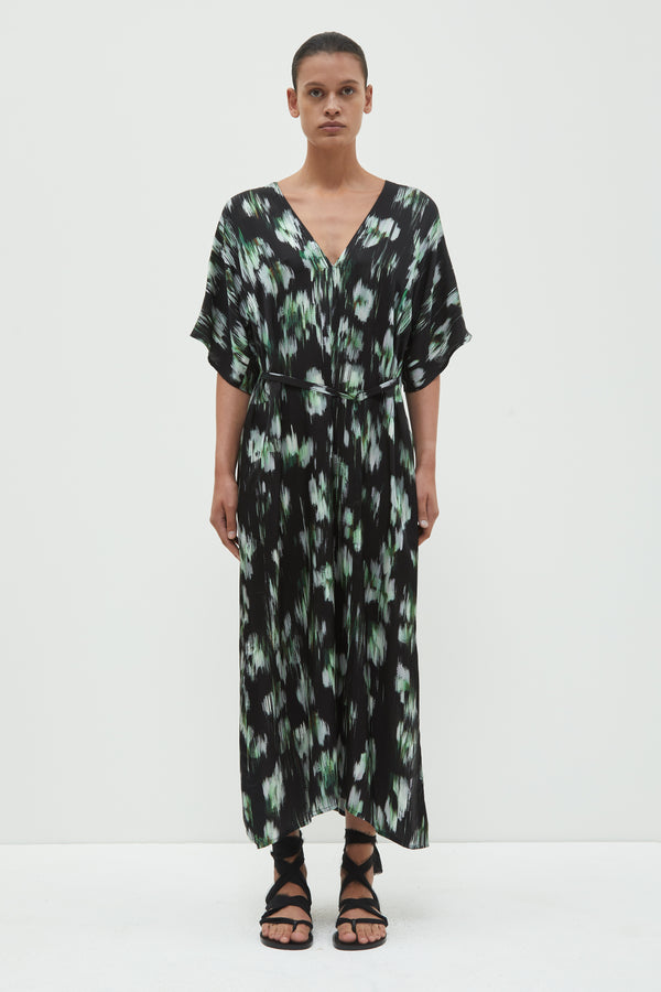 christian wijnants Dambira V-Neck Dress Black Ikat Big