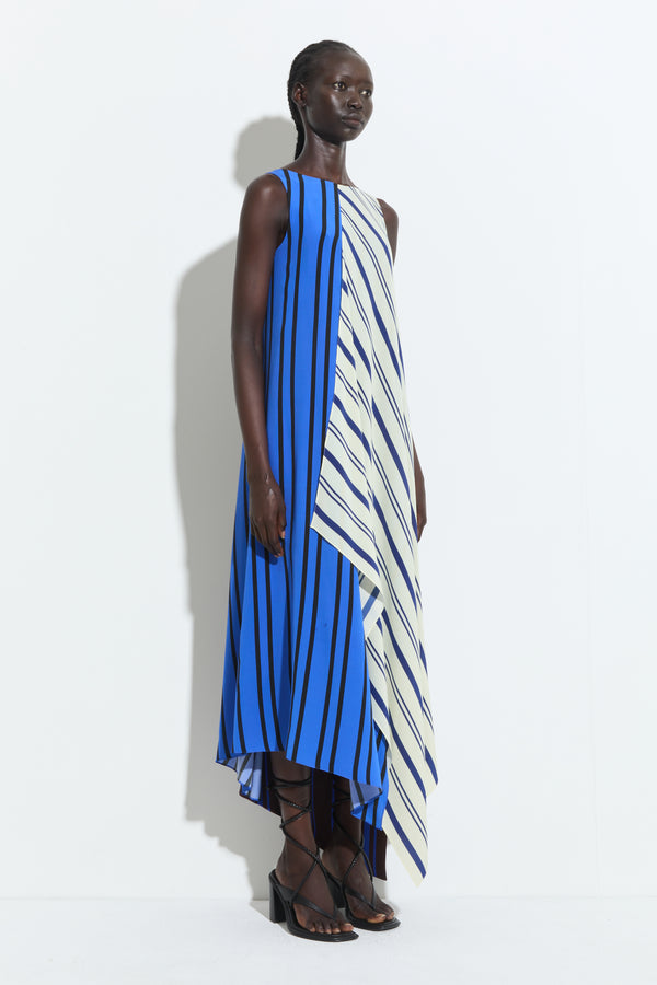 Christian Wijnants Danuwa Sleeveless Dress Blue Vanilla Marrone Stripes