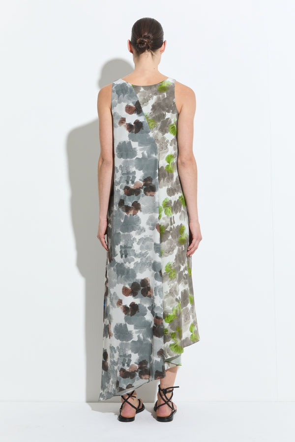 Christian Wijnants Danuwa Sleeveless Dress Yellow Blue Brown Hibiscus