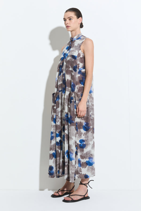 Christian Wijnants Dess Sleeveless Volume Dress Mole Blue Hibiscus
