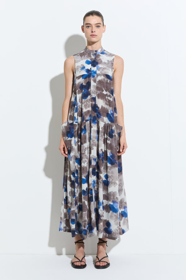 christian wijnants Dess Sleeveless Volume dress Mole Blue Hibiscus