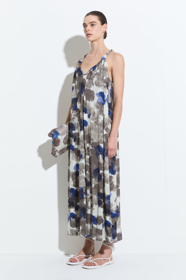 Christian Wijnants Dinus Jersey Dress Stone Blue Hibiscus