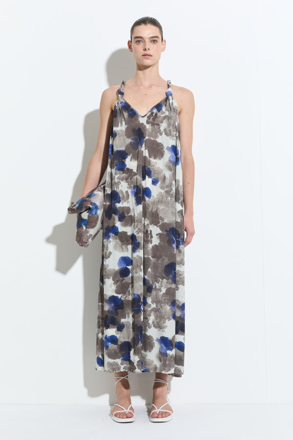 christian wijnants Dinus Jersey Dress Stone Blue Hibiscus