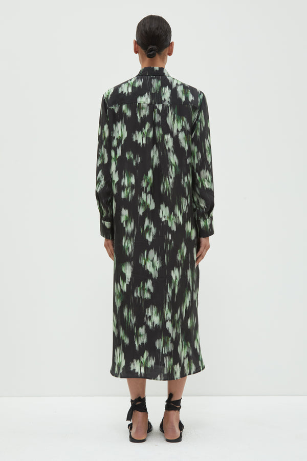 Christian Wijnants Dua Long Sleeves Shirt Dress Black Ikat Big