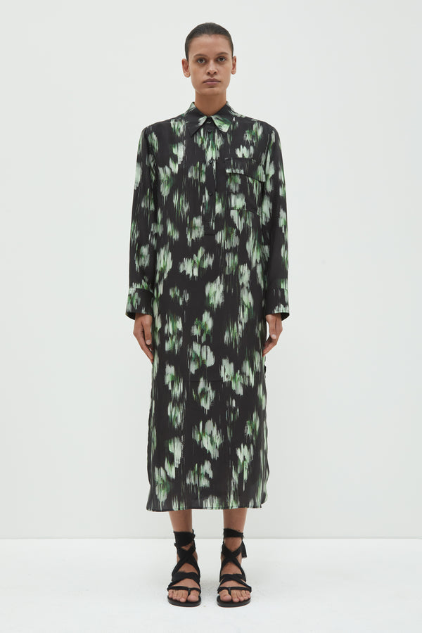 christian wijnants Dua Long Sleeves Shirt Dress Black Ikat Big