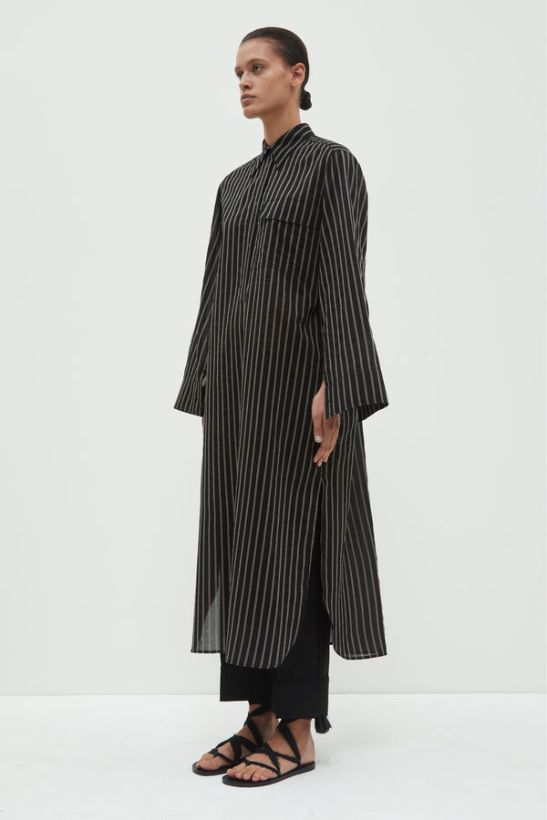 Christian Wijnants Dua Long Sleeves Shirt Dress Black Stripe