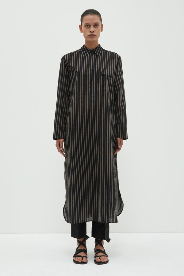 Christian Wijnants Dua Long Sleeves Shirt Dress Black Stripe