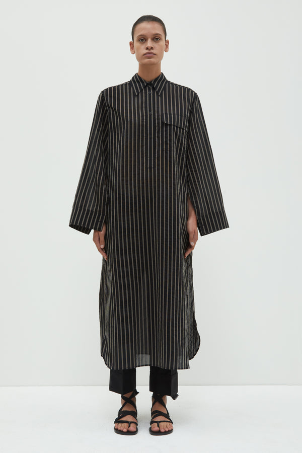 christian wijnants Dua Long Sleeves Shirt Dress Black Stripe