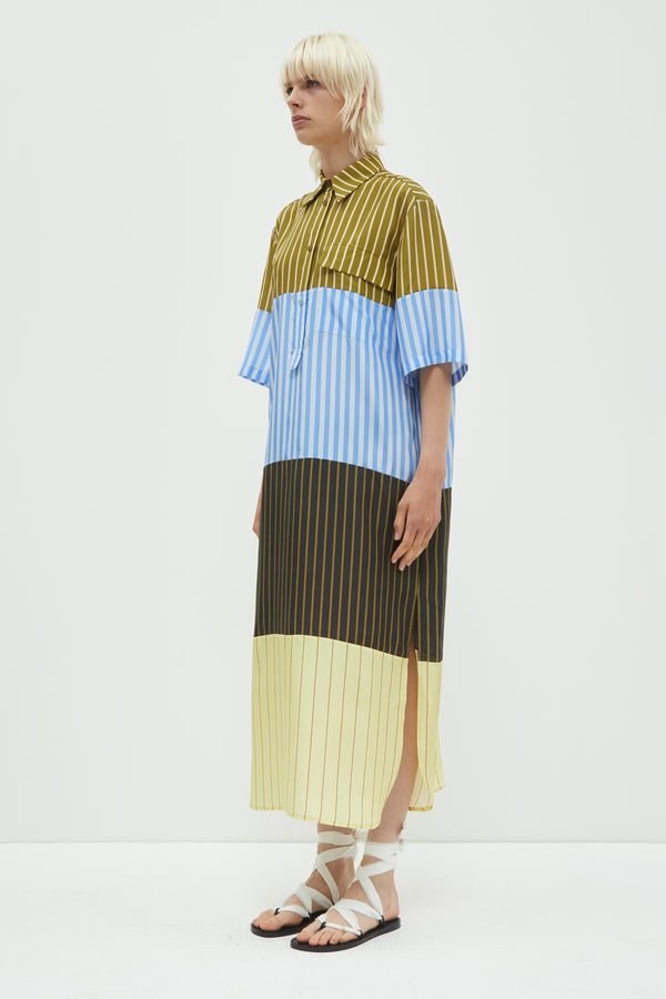 Christian Wijnants Duane Patchwork Shirt Dress Patchwork Stripes