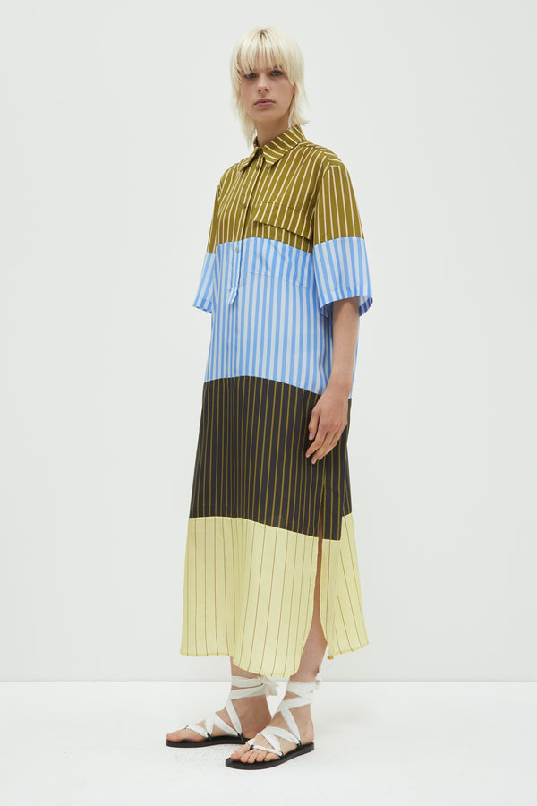 Christian Wijnants Duane Patchwork Shirt Dress Patchwork Stripes