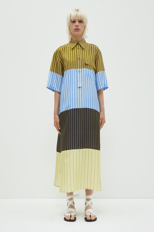 christian wijnants Duane Patchwork Shirt Dress Patchwork Stripes