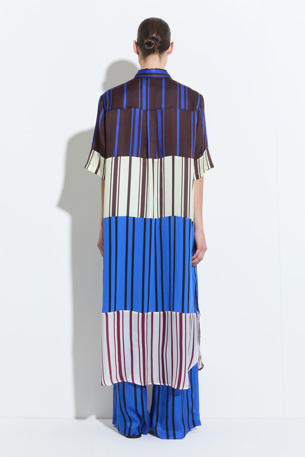 Christian Wijnants Duanesa Shortsleeve Shirt Dress Marrone Vanilla Blue Stripes