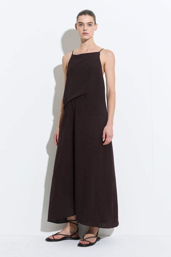 Christian Wijnants Duma Spaghetti Shoulder Dress Dark Mulberry