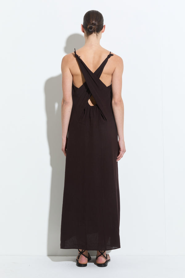 Christian Wijnants Duma Spaghetti Shoulder Dress Dark Mulberry