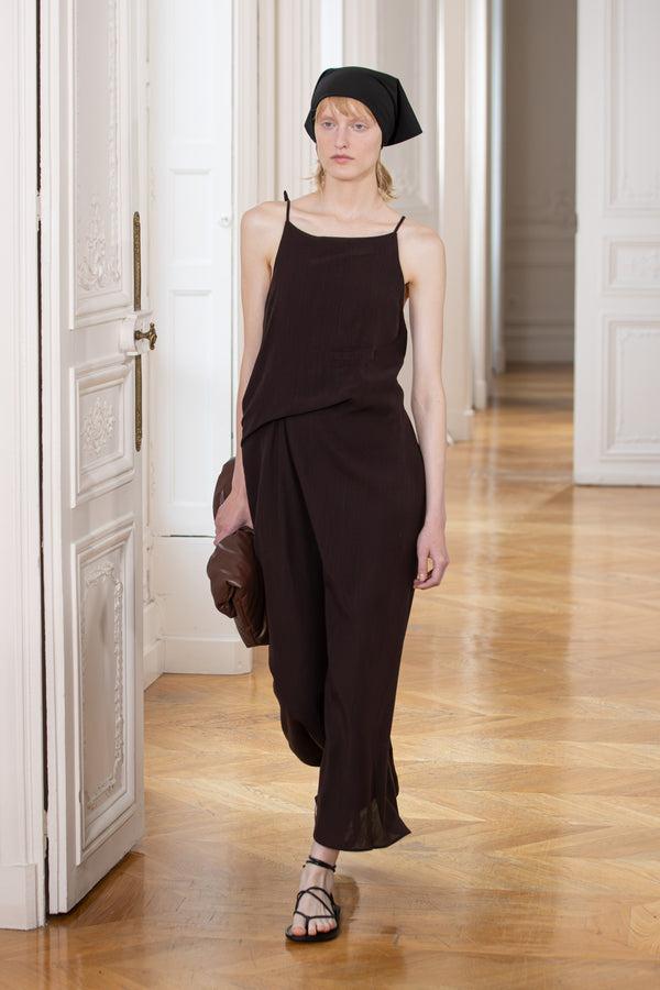 Christian Wijnants Duma Spaghetti Shoulder Dress Dark Mulberry