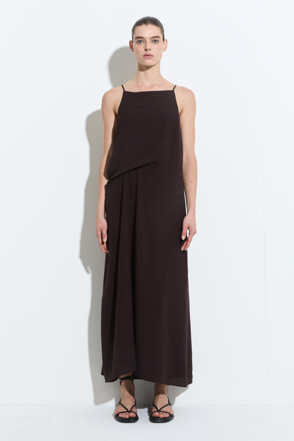 christian wijnants Duma Spaghetti Shoulder Dress Dark Mulberry