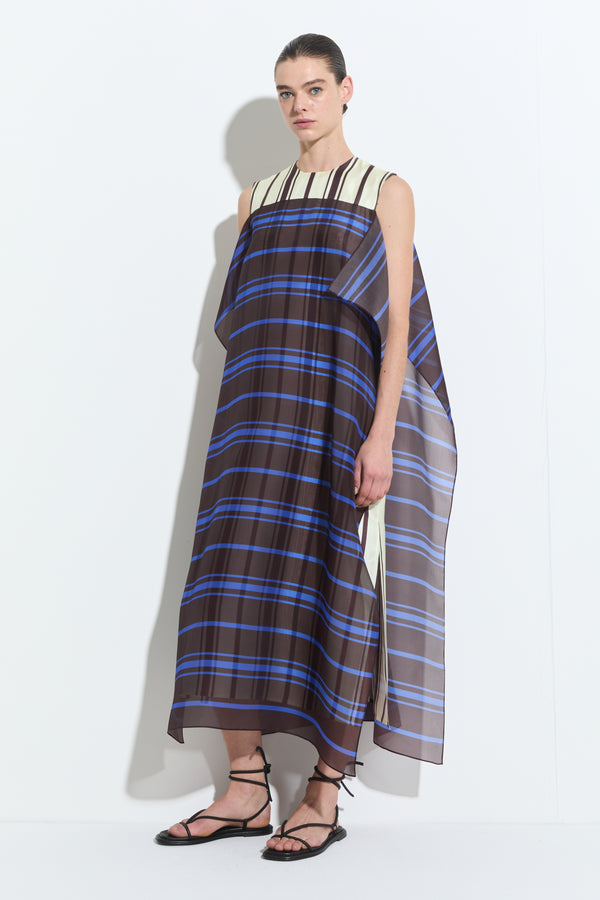 Christian Wijnants Dunzai Sleeveless Dress Vanilla Marrone Stripes