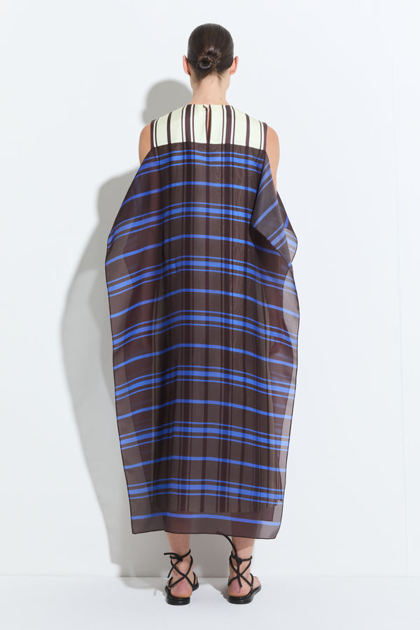 Christian Wijnants Dunzai Sleeveless Dress Vanilla Marrone Stripes