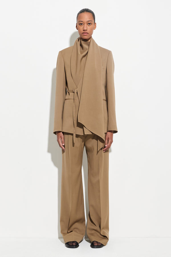 Christian Wijnants Jillos Draped Scarf Blazer Almond