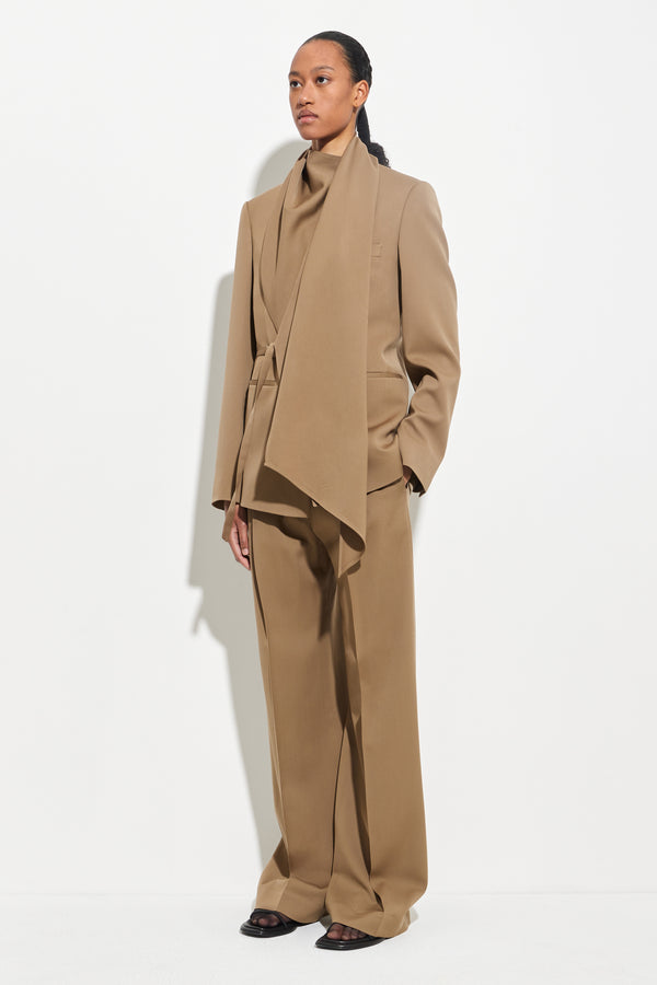 Christian Wijnants Jillos Draped Scarf Blazer Almond