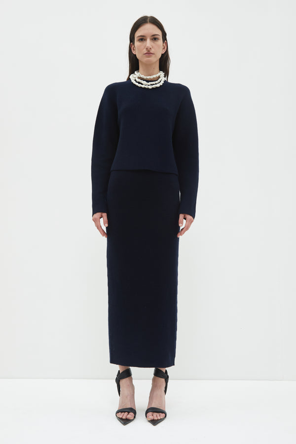 Christian Wijnants Kara Long Sleeve Knit Sweater Navy