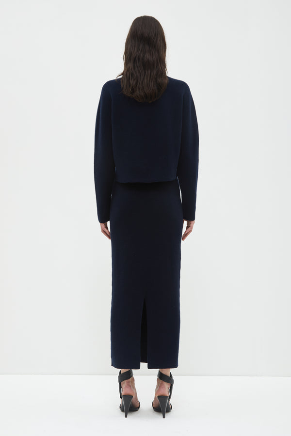 Christian Wijnants Kara Long Sleeve Knit Sweater Navy