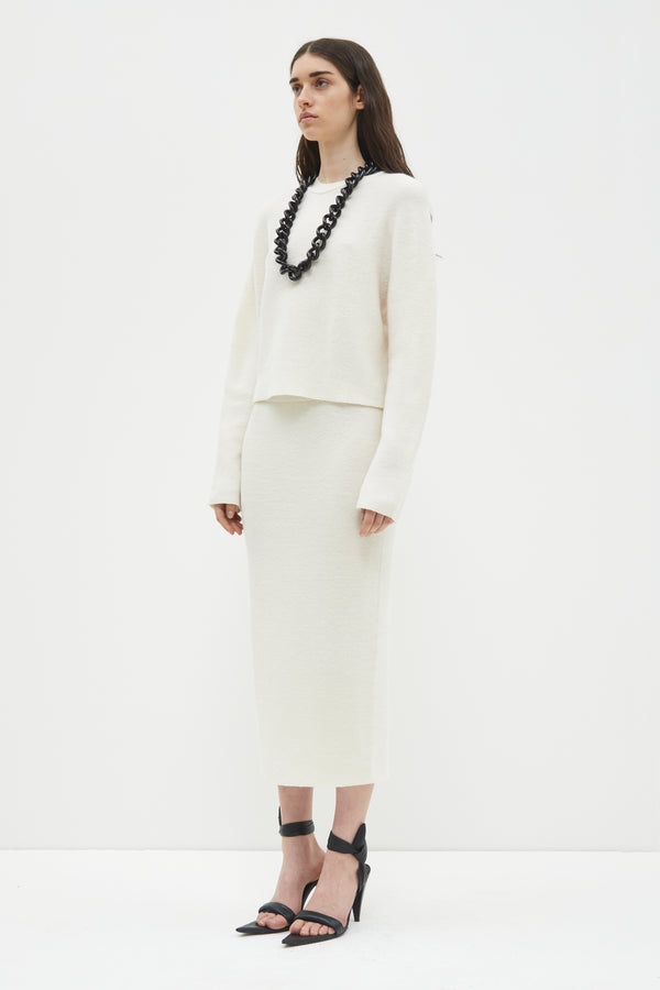 Christian Wijnants Kara Long Sleeve Knit Sweater Off White