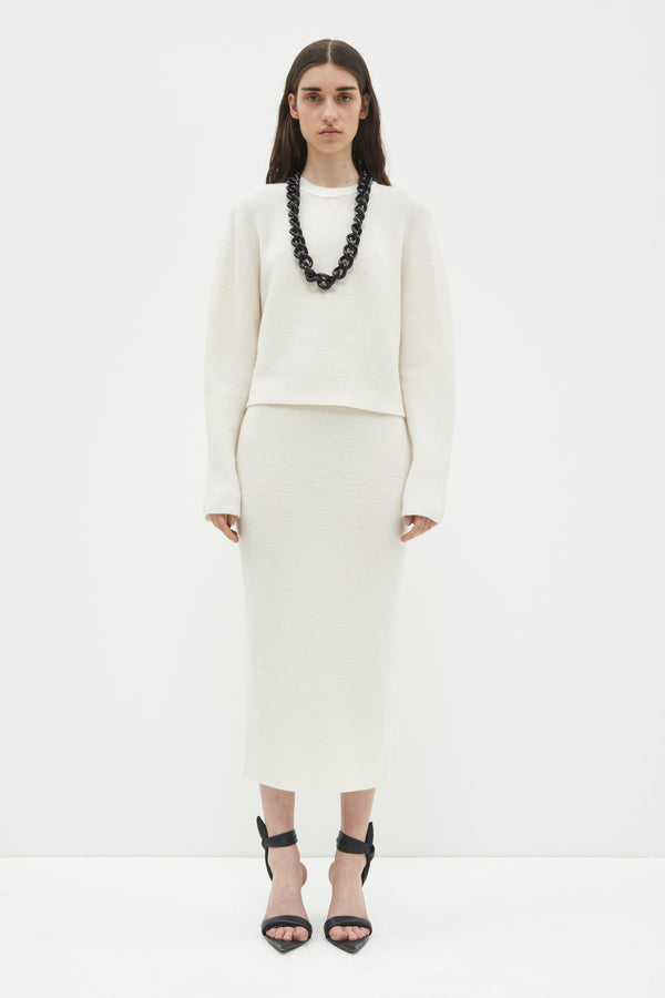 Christian Wijnants Kara Long Sleeve Knit Sweater Off White