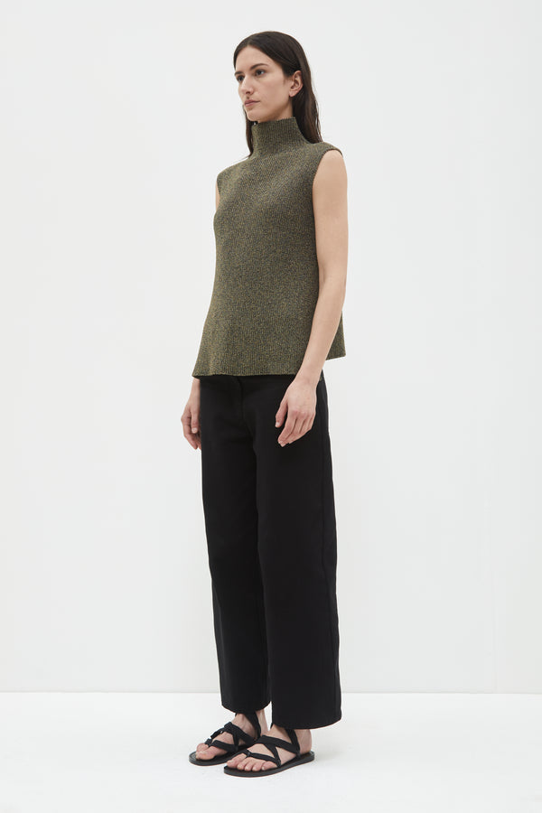 Christian Wijnants Kari Sleeveless Knit Top Black Gold