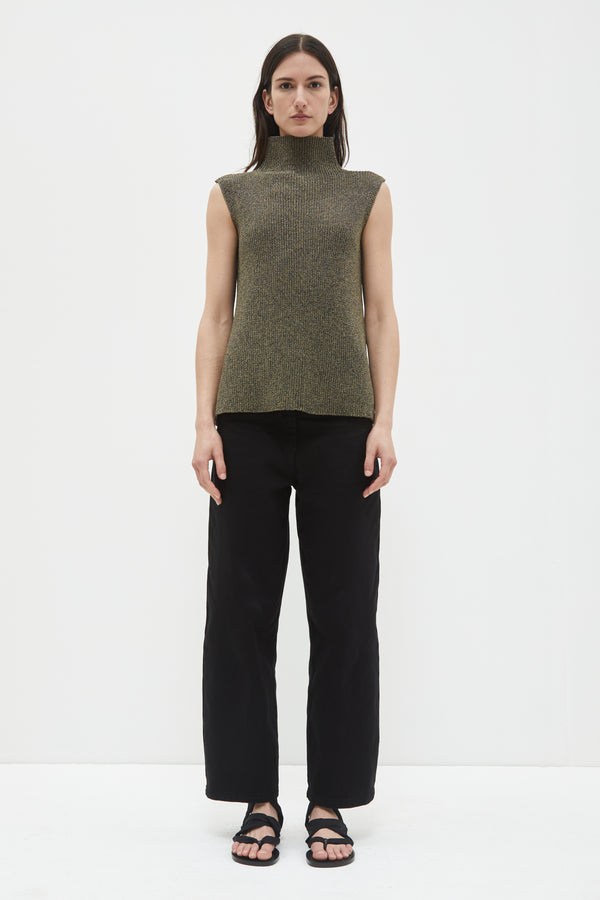 Christian Wijnants Kari Sleeveless Knit Top Black Gold