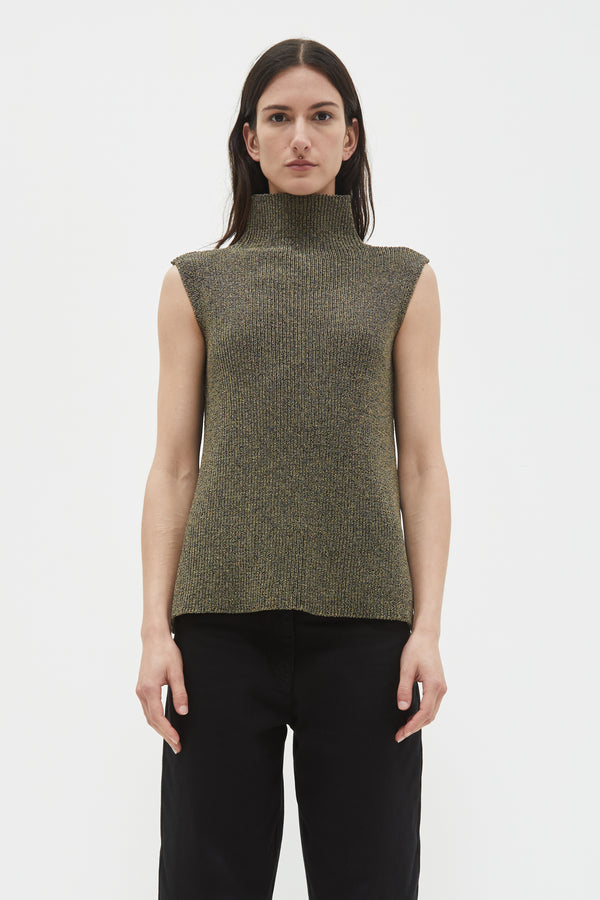 christian wijnants Kari Sleeveless Knit Top Black Gold