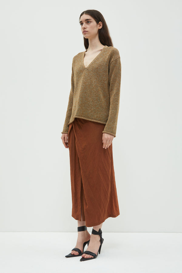 Christian Wijnants Katri V-Neck Sweater Carrot Olive