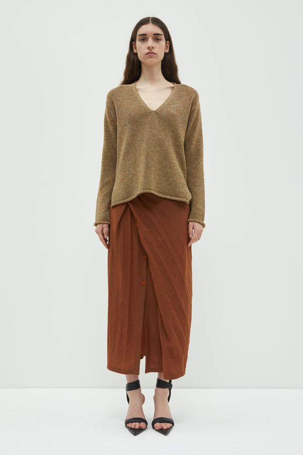 Christian Wijnants Katri V-Neck Sweater Carrot Olive