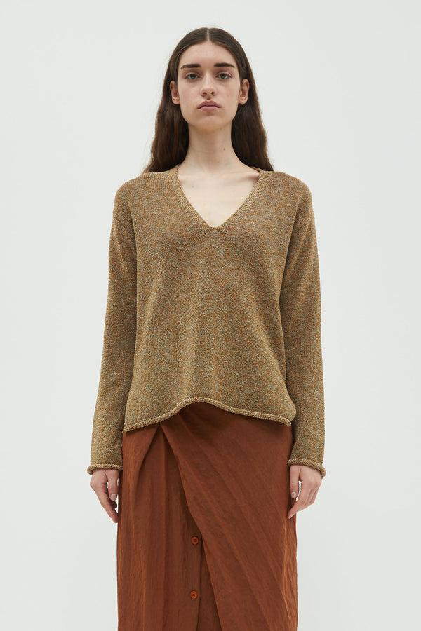 christian wijnants Katri V-Neck Sweater Carrot Olive