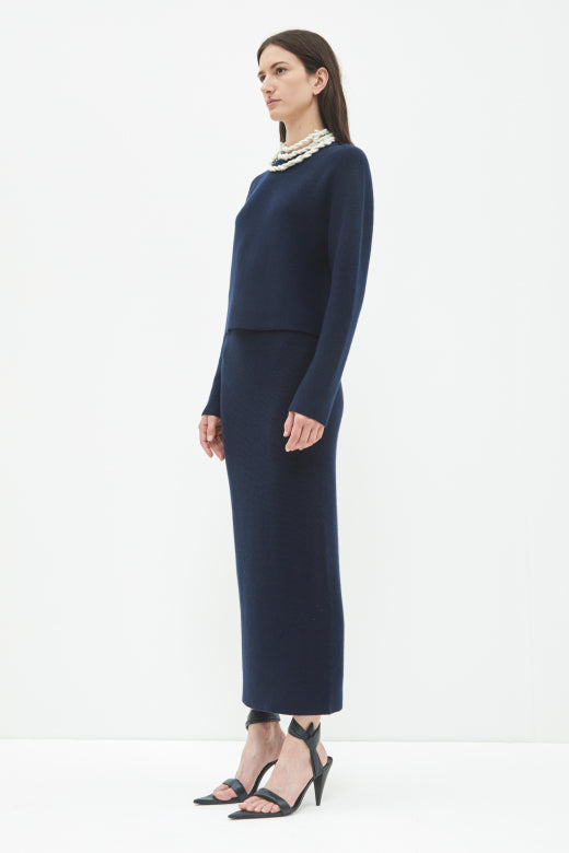 Christian Wijnants Kenar Wholegarment Knitted Skirt Navy