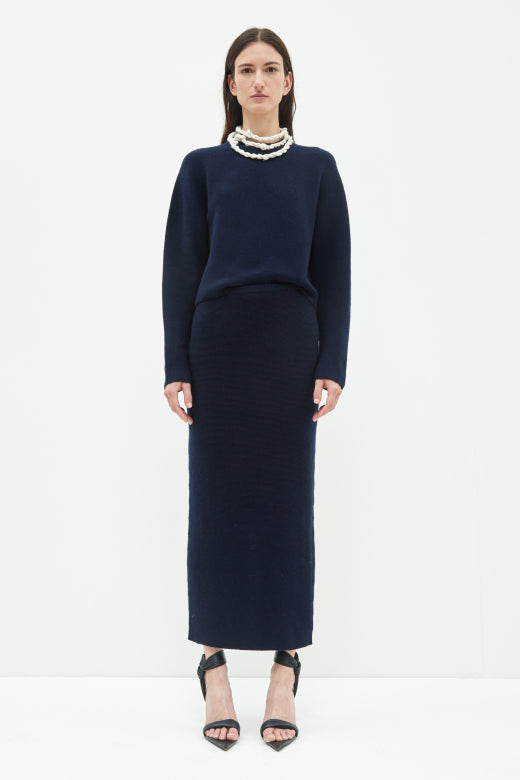 Christian Wijnants Kenar Wholegarment Knitted Skirt Navy