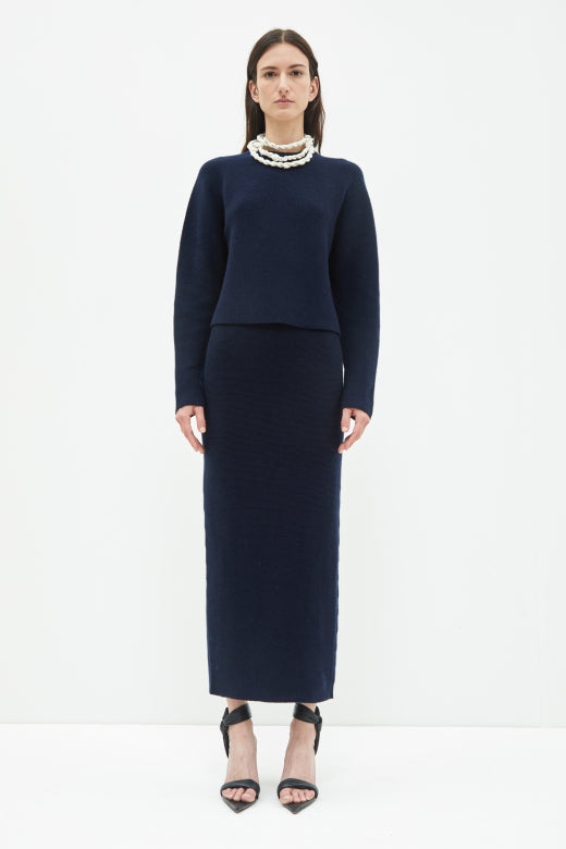 christian wijnants Kenar Wholegarment Knitted Skirt Navy