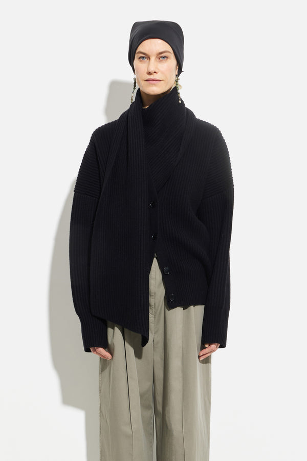 christian wijnants Khrami Scarf Oversized Cardigan Black