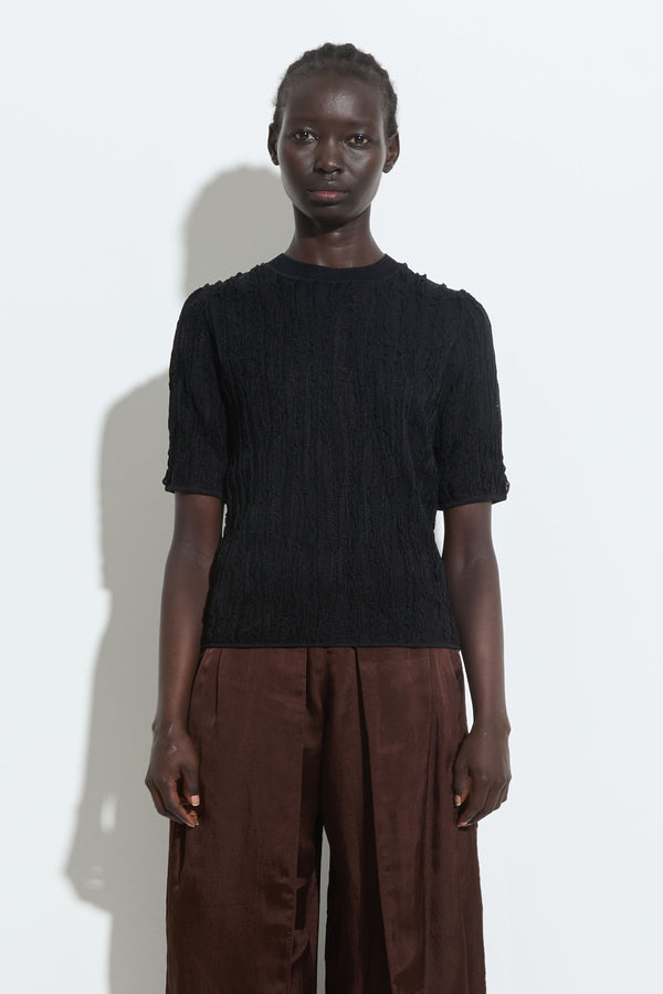 christian wijnants Kibo Short Sleeve Knitted Top Black